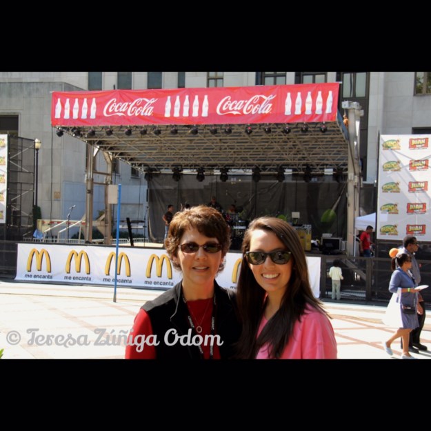 Fiesta 2010 - in front of the Coca-Cola/McDonalds Main Stage with my daughter, Anna Marie.