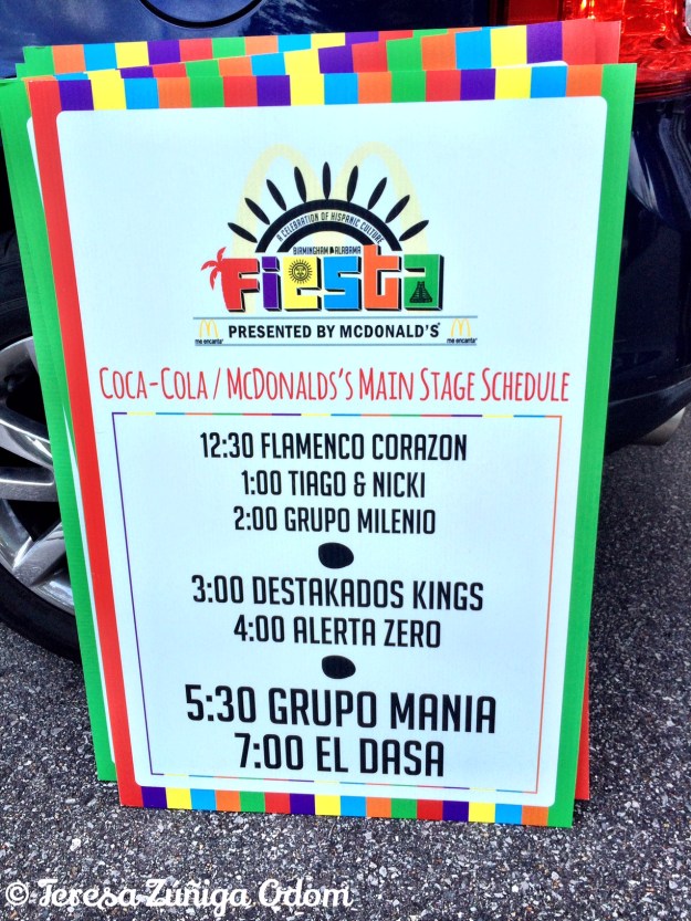 Main stage schedule of acts for Fiesta 2014.