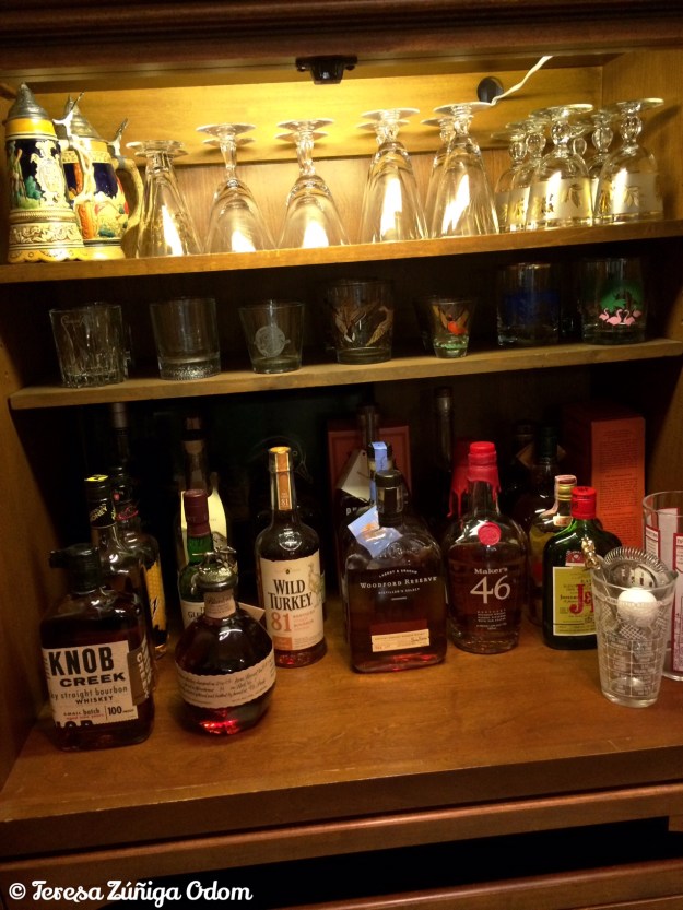 Eddie's new bourbon bar created from our old compute cabinet!