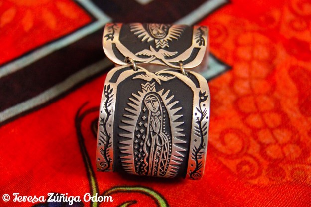 Ann Seeley pewter bracelet with the image of La Virgen de Guadalupe that I bought in Albuquerque, New Mexico several years ago.