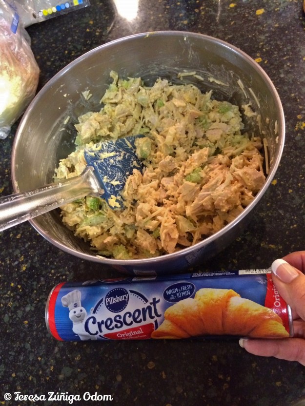 Filling is ready...now to get the Pillsbury crescent rolls positioned...