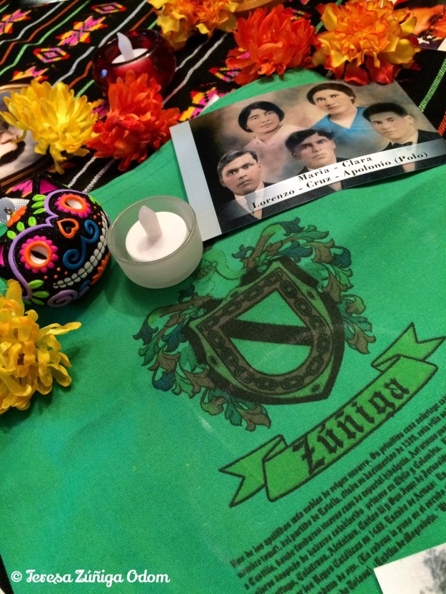 Zuniga family crest on a cloth bag - these were given out at a recent Zuniga family reunion.