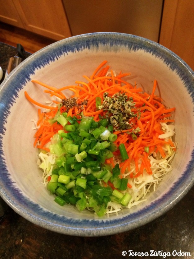 Lori Sour's spicy cole slaw before it all got mixed together...