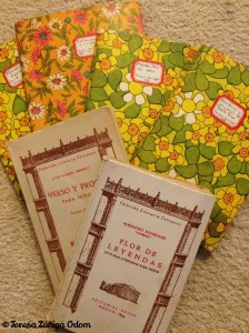 Some of my Spanish books from 7th grade at Sagrado Corazon school.